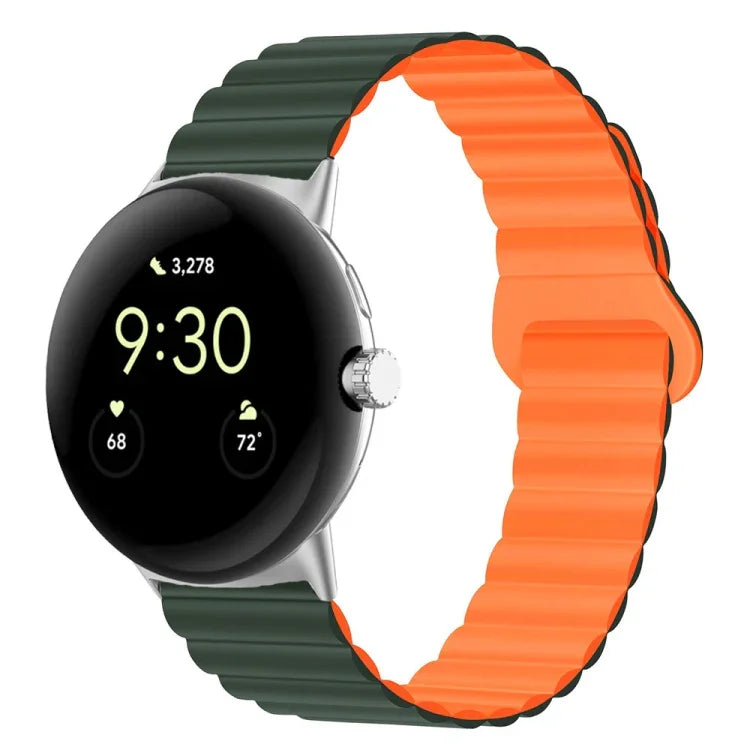 سوار ساعة من السيليكون المغناطيسي مع إبزيم عكسي، لساعات Google Pixel Watch 4 / 3 / 2 / 1 41 مم