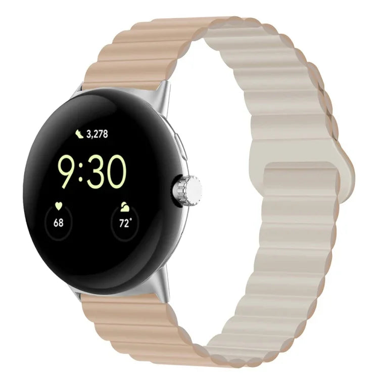 سوار ساعة من السيليكون المغناطيسي مع إبزيم عكسي، لساعات Google Pixel Watch 4 / 3 / 2 / 1 41 مم