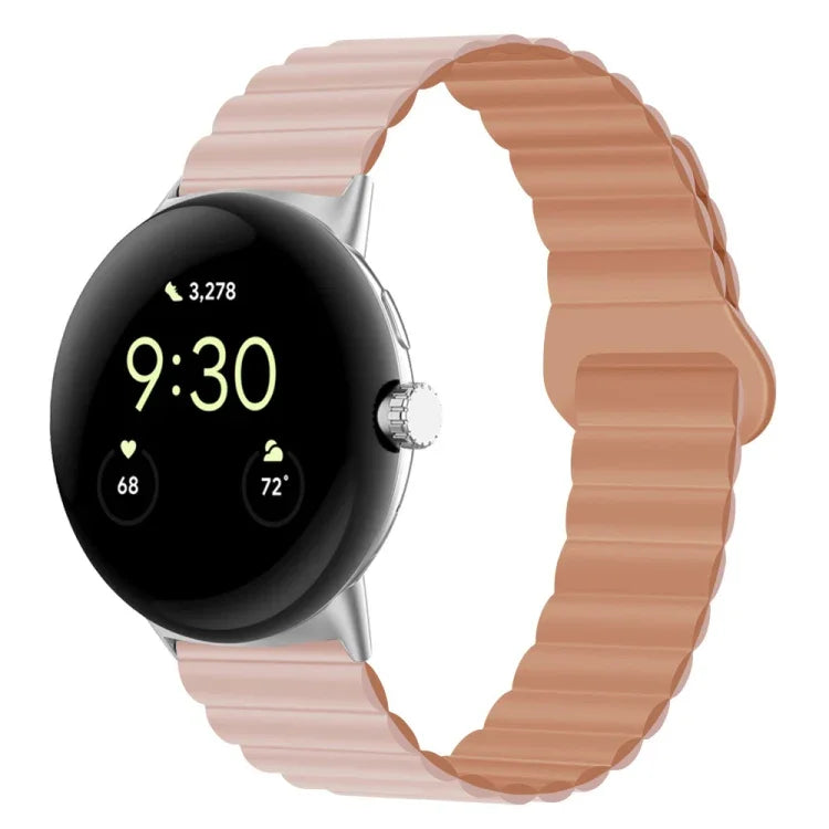 سوار ساعة من السيليكون المغناطيسي مع إبزيم عكسي، لساعات Google Pixel Watch 4 / 3 / 2 / 1 41 مم
