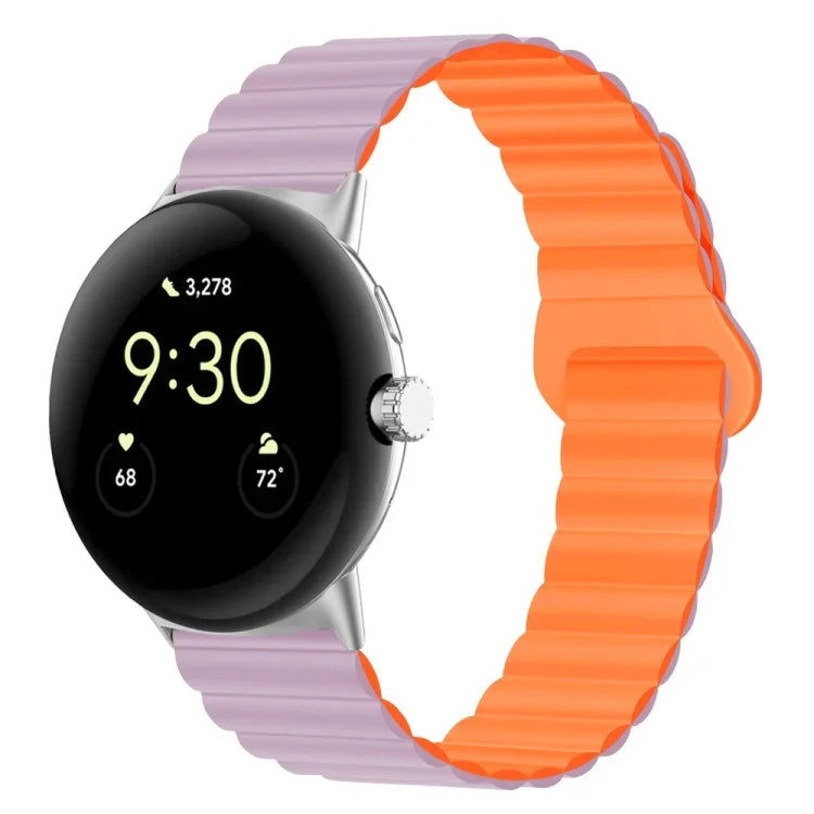 سوار ساعة من السيليكون المغناطيسي مع إبزيم عكسي، لساعات Google Pixel Watch 4 / 3 / 2 / 1 41 مم