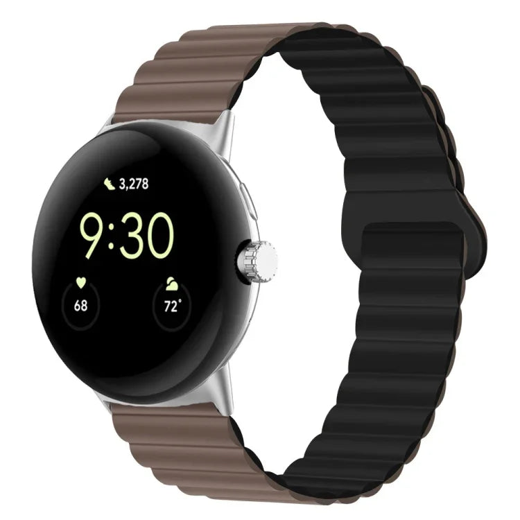 سوار ساعة من السيليكون المغناطيسي مع إبزيم عكسي، لساعات Google Pixel Watch 4 / 3 / 2 / 1 41 مم