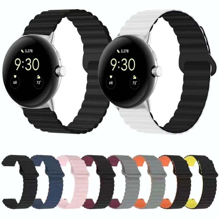 سوار ساعة من السيليكون المغناطيسي مع إبزيم عكسي، لساعات Google Pixel Watch 4 / 3 / 2 / 1 41 مم