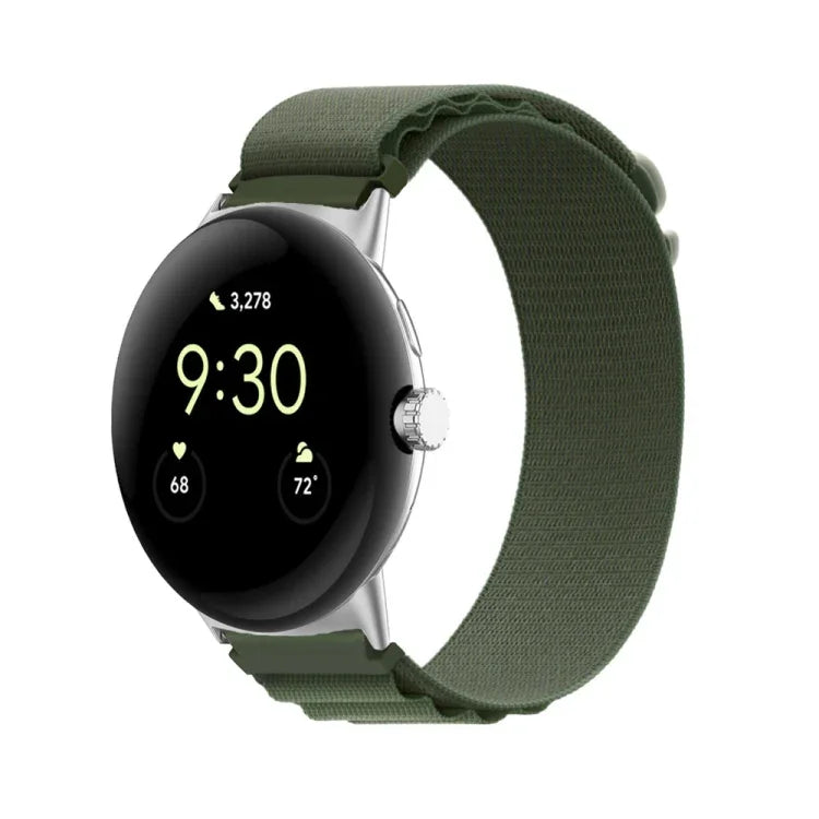 Nylon Loop Silver Connector Watch Band, For Google Pixel Watch 4 / 3 / 2 / 1 41mm