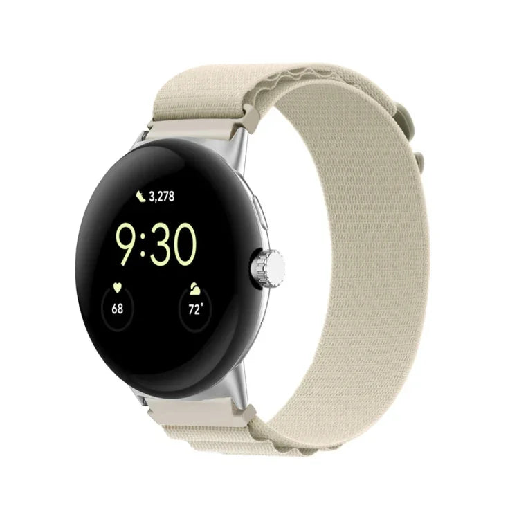 Nylon Loop Silver Connector Watch Band, For Google Pixel Watch 4 / 3 / 2 / 1 41mm