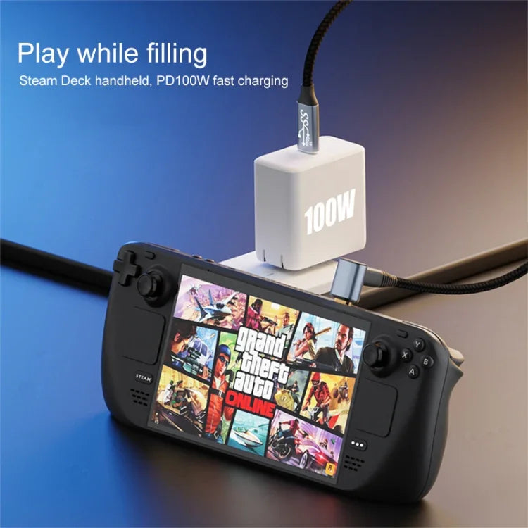 لكمبيوتر Steam Deck الجيل الثاني كابل بيانات منحني ستيريو USB-C/Type-C ذكر إلى USB-C/Type-C ذكر بقوة 100 واط، أطوال 0.5م، 1م، 1.5م، 2م، 3م