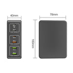 شاحن سطح مكتب سريع 6 منافذ بقوة 120 واط Type-C + USB موديل 818H، قابس أمريكي، قابس بريطاني، قابس أوروبي، قابس أسترالي