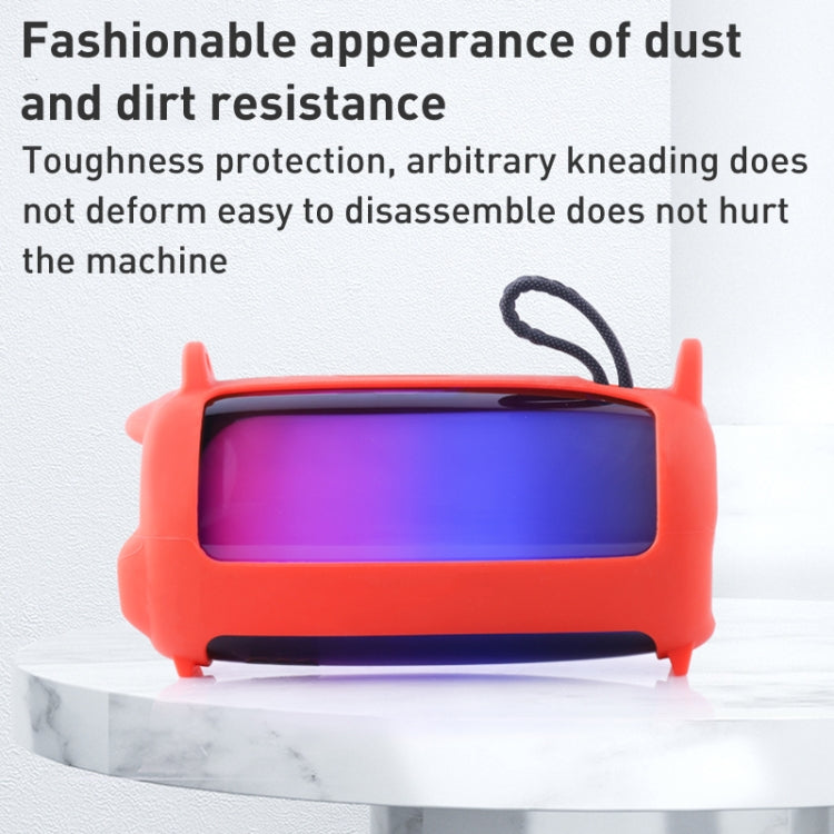 غطاء سيليكون لمكبر صوت بلوتوث مع تأثير إضاءة ملونة وحزام كتف، لـ JBL Pulse 5 أسود، لـ JBL Pulse 5 أحمر، لـ JBL Pulse 5 أزرق