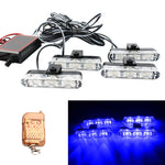 4 in 1 Car 12LEDs Grille Flash Lights Warning Lights with Wireless Remote Control, Red, Red White, Red Blue, Yellow, Yellow White, Blue, Blue White, White