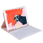 حافظة واقية بلون حلوى من TPU مع لوحة مفاتيح بلوتوث فائقة النحافة وحامل وفتحة قلم لجهاز iPad Air / Pro 10.5 بوصة (2019)، T102B