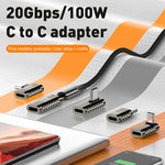 محول من Type-C أنثى إلى Type-C أنثى بقوة 100 واط وسرعة 20 جيجابت في الثانية من سبائك الزنك، Type-C أنثى إلى Type-C أنثى مستقيم