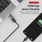 محول مستقيم من Type-C أنثى إلى USB 3.0 ذكر بقوة 120 واط من سبائك الزنك، Type-C أنثى إلى USB 3.0 ذكر مستقيم