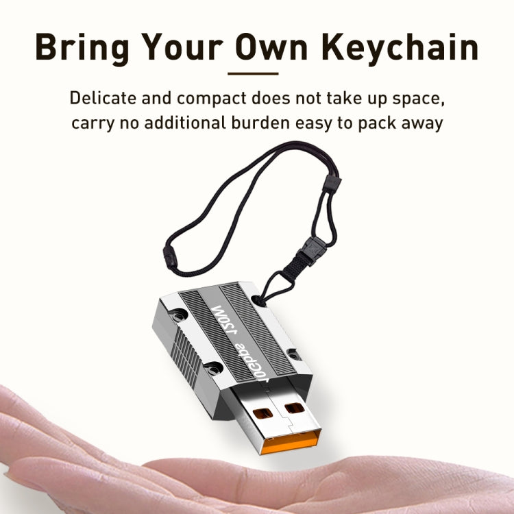 محول مستقيم من Type-C أنثى إلى USB 3.0 ذكر بقوة 120 واط من سبائك الزنك، Type-C أنثى إلى USB 3.0 ذكر مستقيم