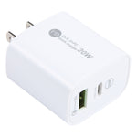 شاحن سريع PD بقدرة 20 واط بمنفذ USB-C/Type-C + QC 3.0 USB، المواصفات: قابس الولايات المتحدة