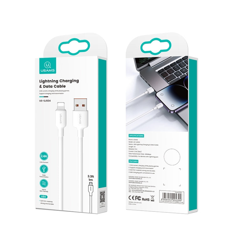 كابل شحن ونقل بيانات USB إلى 8 بن بطول 2م من USAMS موديل US-SJ604 U84 2.4A