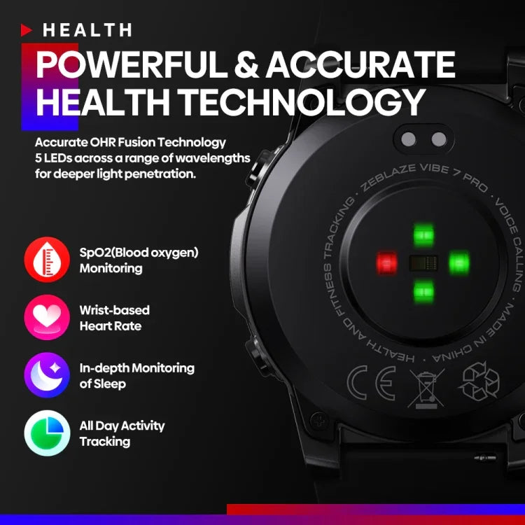 Zeblaze Vibe 7 Pro ساعة ذكية بشاشة دائرية HD بحجم 1.43 بوصة تدعم المكالمات الصوتية / مراقبة الصحة، Vibe 7 Pro (أسود)، Vibe 7 Pro (أسود فضي)