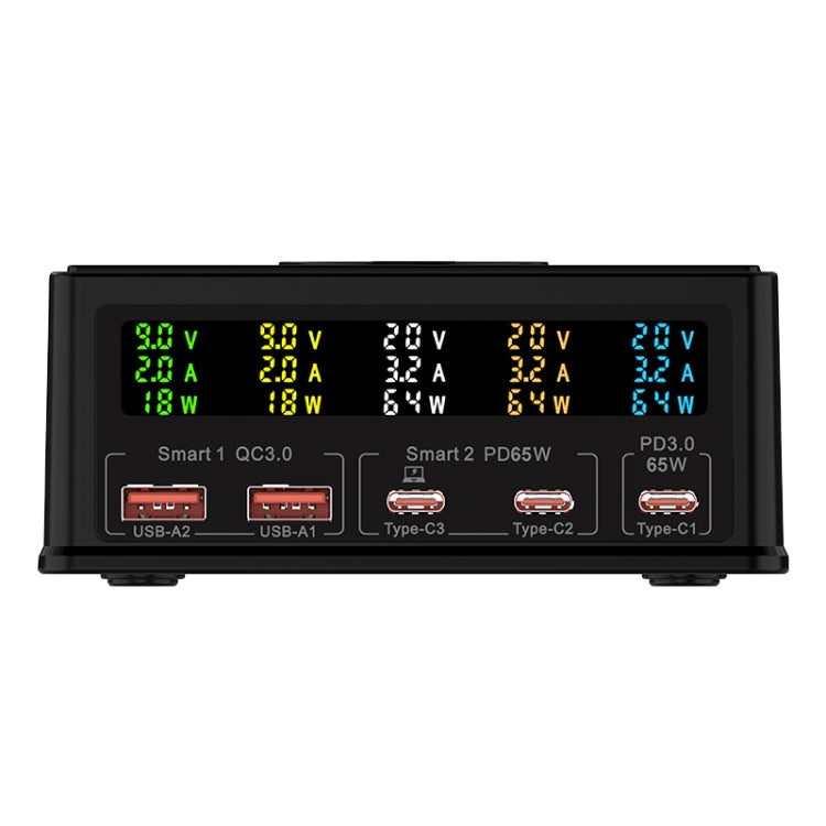 شاحن متعدد المنافذ 6 في 1 بقوة 160 واط 3 PD Type-C + 2 منافذ USB QC3.0 موديل 868H