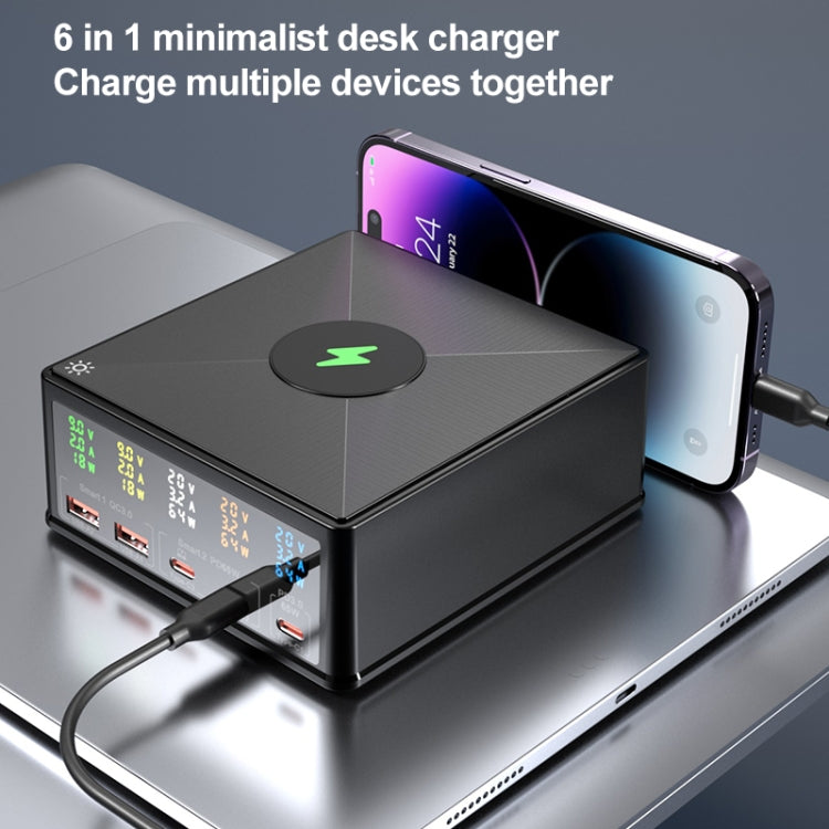 شاحن متعدد المنافذ 6 في 1 بقوة 160 واط 3 PD Type-C + 2 منافذ USB QC3.0 موديل 868H