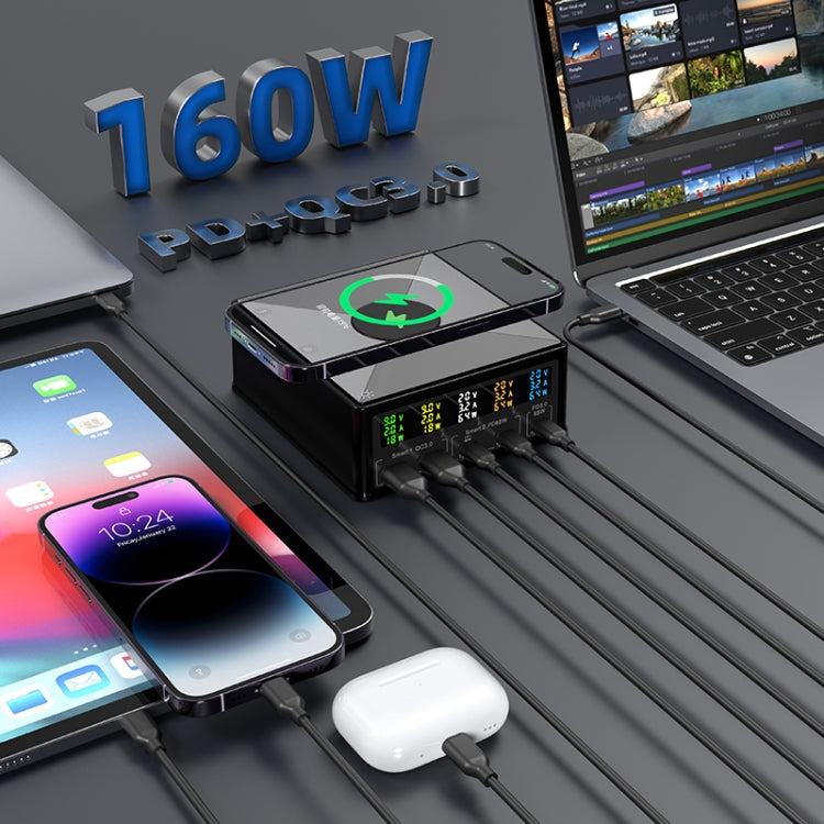 شاحن متعدد المنافذ 6 في 1 بقوة 160 واط 3 PD Type-C + 2 منافذ USB QC3.0 موديل 868H