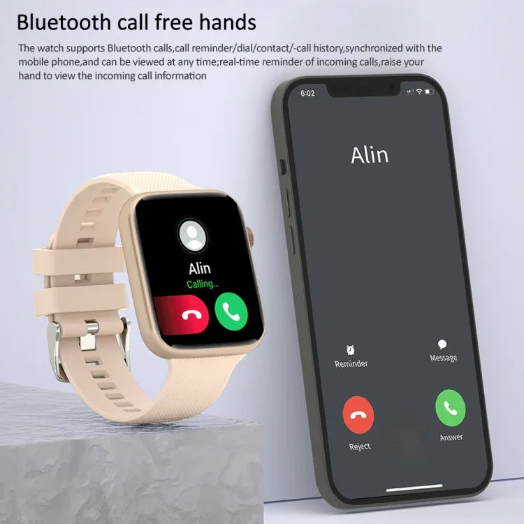 HT15 ساعة ذكية مقاومة للماء بمعيار IP67 بحزام سيليكون 1.85 بوصة، تدعم المكالمات عبر البلوتوث / مراقبة النوم