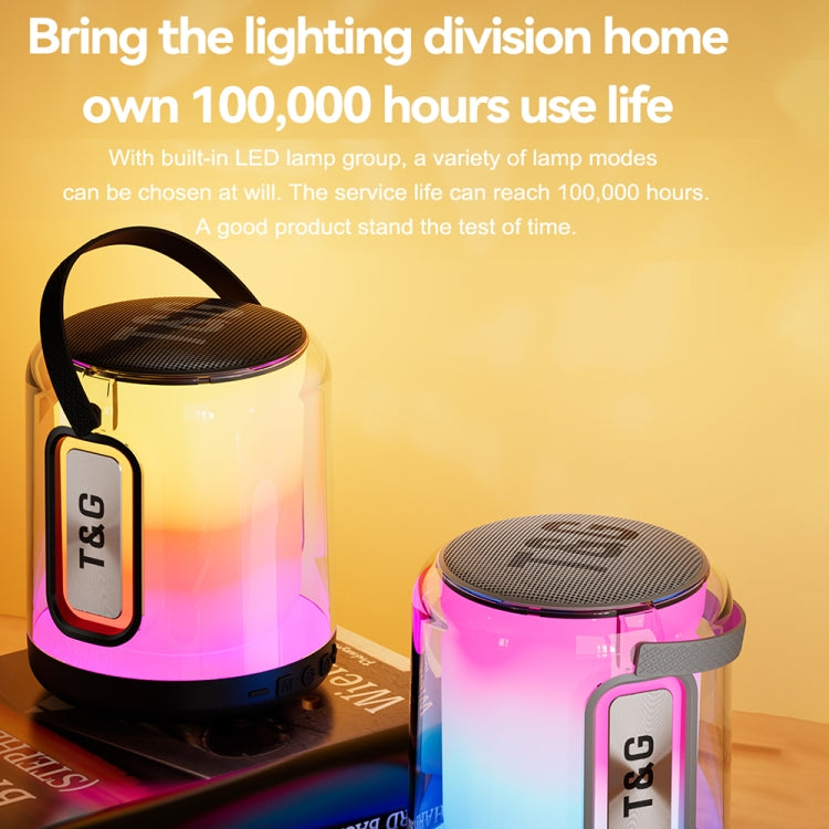 مكبر صوت T&G TG376 محمول خارجي مع إضاءة LED RGB متعددة الألوان ومضخم صوت بلوتوث لاسلكي