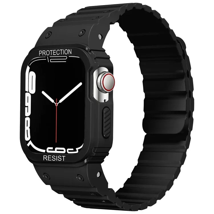 سوار ساعة بإطار مدمج من السيليكون، لسلسلة Apple Watch 8&7 مقاس 41مم / SE 2&6&SE&5&4 مقاس 40مم، لسلسلة Apple Watch Ultra 49مم، لسلسلة Apple Watch 8&7 مقاس 45مم / SE 2&6&SE&5&4 مقاس 44مم