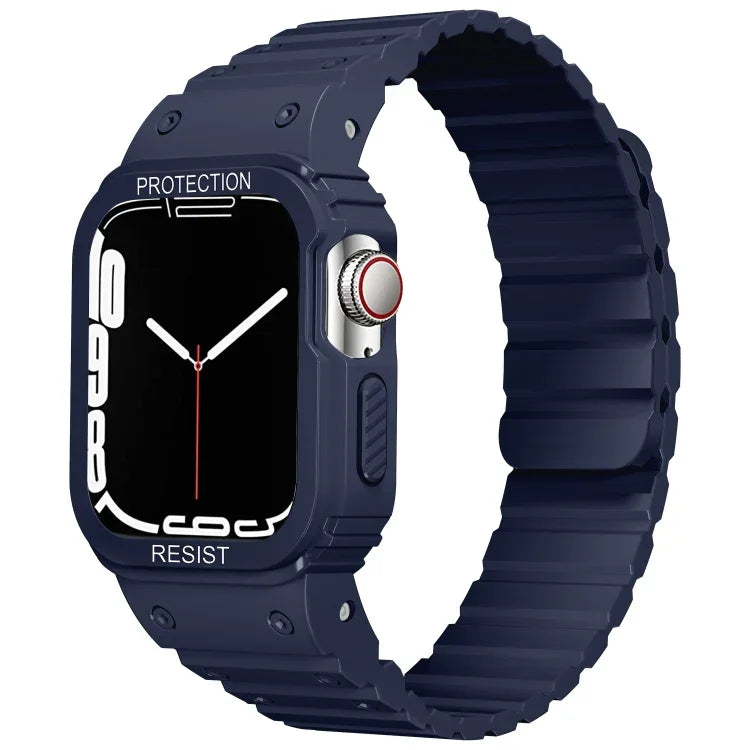 سوار ساعة بإطار مدمج من السيليكون، لسلسلة Apple Watch 8&7 مقاس 41مم / SE 2&6&SE&5&4 مقاس 40مم، لسلسلة Apple Watch Ultra 49مم، لسلسلة Apple Watch 8&7 مقاس 45مم / SE 2&6&SE&5&4 مقاس 44مم