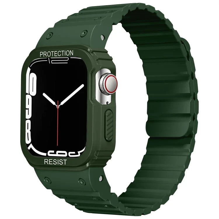سوار ساعة بإطار مدمج من السيليكون، لسلسلة Apple Watch 8&7 مقاس 41مم / SE 2&6&SE&5&4 مقاس 40مم، لسلسلة Apple Watch Ultra 49مم، لسلسلة Apple Watch 8&7 مقاس 45مم / SE 2&6&SE&5&4 مقاس 44مم