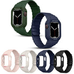 سوار ساعة بإطار مدمج من السيليكون، لسلسلة Apple Watch 8&7 مقاس 41مم / SE 2&6&SE&5&4 مقاس 40مم، لسلسلة Apple Watch Ultra 49مم، لسلسلة Apple Watch 8&7 مقاس 45مم / SE 2&6&SE&5&4 مقاس 44مم