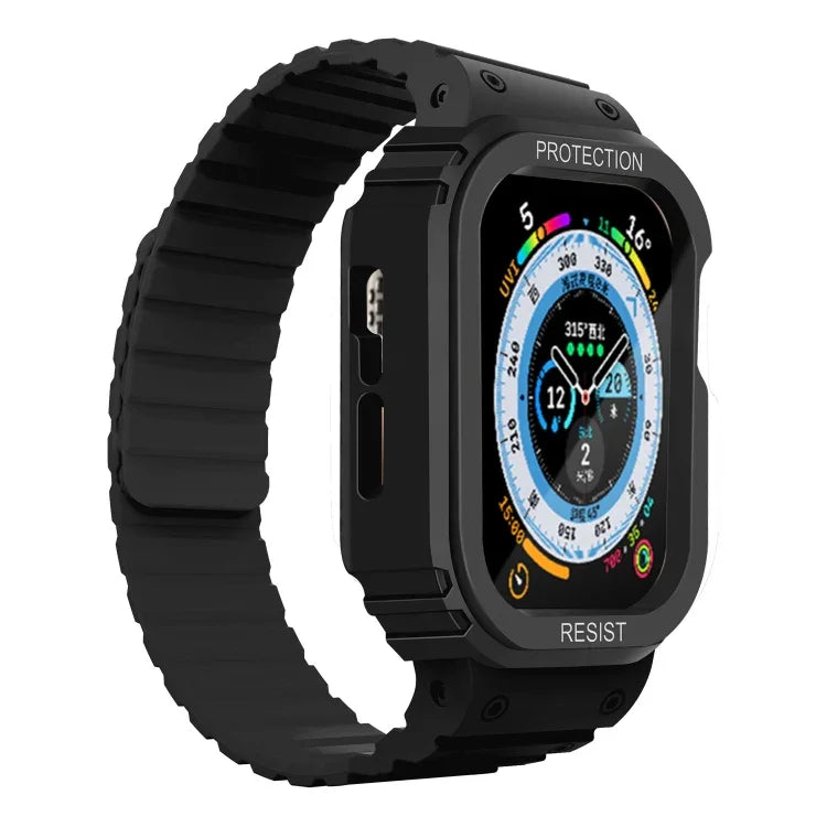 سوار ساعة بإطار مدمج من السيليكون، لسلسلة Apple Watch 8&7 مقاس 41مم / SE 2&6&SE&5&4 مقاس 40مم، لسلسلة Apple Watch Ultra 49مم، لسلسلة Apple Watch 8&7 مقاس 45مم / SE 2&6&SE&5&4 مقاس 44مم