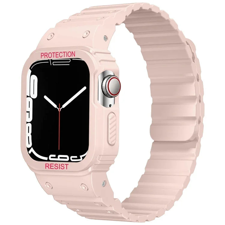 سوار ساعة بإطار مدمج من السيليكون، لسلسلة Apple Watch 8&7 مقاس 41مم / SE 2&6&SE&5&4 مقاس 40مم، لسلسلة Apple Watch Ultra 49مم، لسلسلة Apple Watch 8&7 مقاس 45مم / SE 2&6&SE&5&4 مقاس 44مم