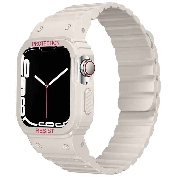 سوار ساعة بإطار مدمج من السيليكون، لسلسلة Apple Watch 8&7 مقاس 41مم / SE 2&6&SE&5&4 مقاس 40مم، لسلسلة Apple Watch Ultra 49مم، لسلسلة Apple Watch 8&7 مقاس 45مم / SE 2&6&SE&5&4 مقاس 44مم