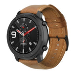 سوار ساعة من الجلد الطبيعي مشمع بالزيت، لساعات Amazfit GTR 47 مم / Pace / Stratos، لساعات Amazfit 2 Stratos، لساعات Ticwatch Pro / E2 / S2، لساعات Pebble الجيل الأول، لساعات Pebble Time
