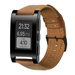 سوار ساعة من الجلد الطبيعي مشمع بالزيت، لساعات Amazfit GTR 47 مم / Pace / Stratos، لساعات Amazfit 2 Stratos، لساعات Ticwatch Pro / E2 / S2، لساعات Pebble الجيل الأول، لساعات Pebble Time