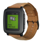 سوار ساعة من الجلد الطبيعي مشمع بالزيت، لساعات Amazfit GTR 47 مم / Pace / Stratos، لساعات Amazfit 2 Stratos، لساعات Ticwatch Pro / E2 / S2، لساعات Pebble الجيل الأول، لساعات Pebble Time