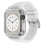سوار ساعة من السيليكون مع غطاء بولي كربونات شفاف كريستالي، لسلسلة Apple Watch 8&7 مقاس 45مم