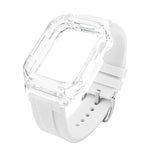سوار ساعة من السيليكون مع غطاء بولي كربونات شفاف كريستالي، لسلسلة Apple Watch 8&7 مقاس 45مم