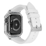 سوار ساعة من السيليكون مع غطاء بولي كربونات شفاف كريستالي، لسلسلة Apple Watch 8&7 مقاس 45مم