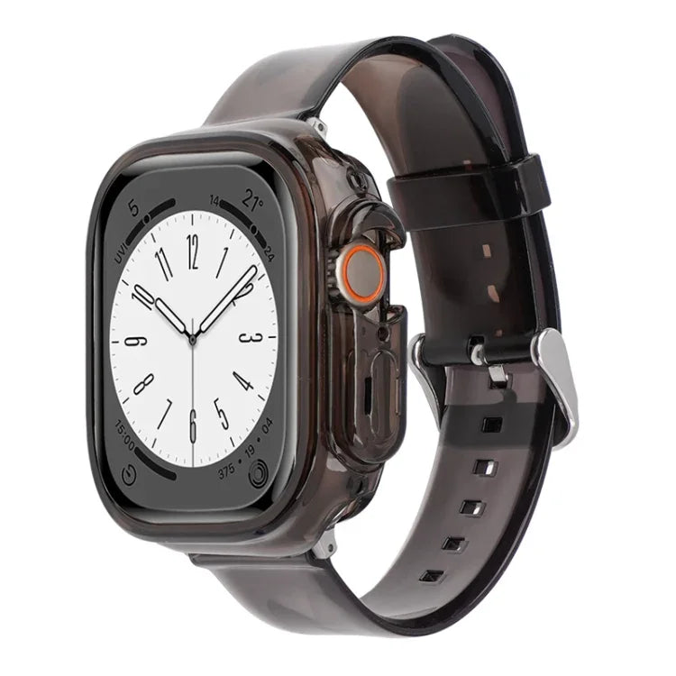 سوار ساعة مع غطاء TPU شفاف بتصميم جليدي، لسلسلة Apple Watch Ultra 3 / 2 / 1 مقاس 49مم
