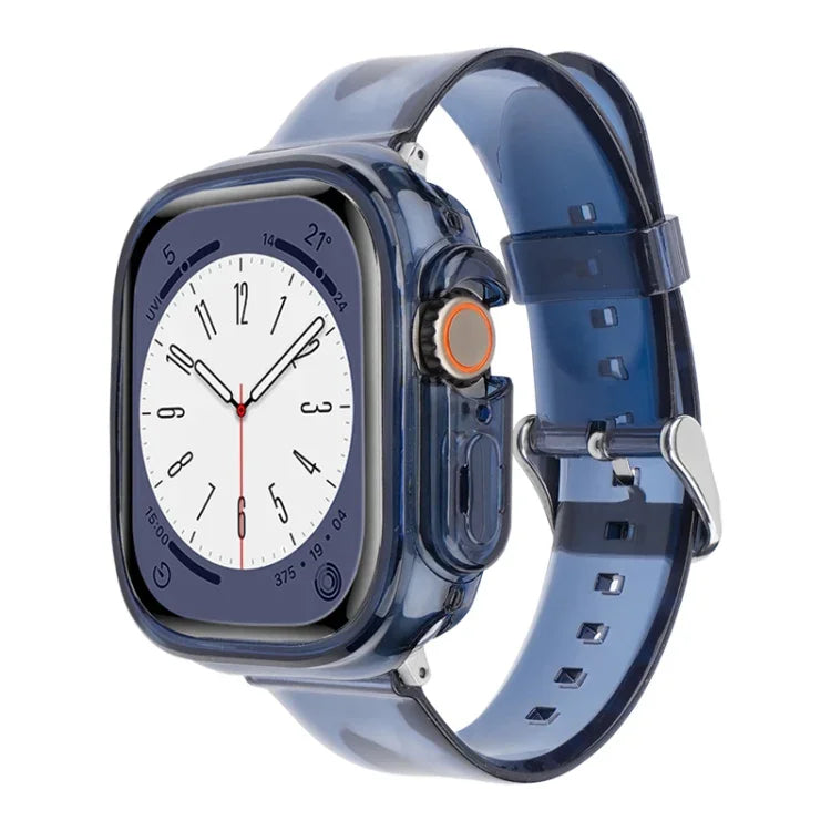 سوار ساعة مع غطاء TPU شفاف بتصميم جليدي، لسلسلة Apple Watch Ultra 3 / 2 / 1 مقاس 49مم