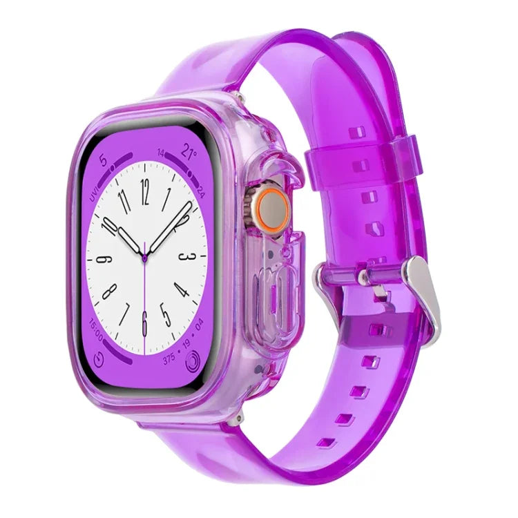 سوار ساعة مع غطاء TPU شفاف بتصميم جليدي، لسلسلة Apple Watch Ultra 3 / 2 / 1 مقاس 49مم