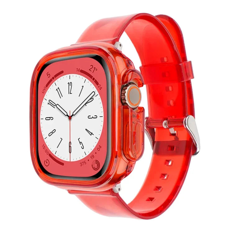 سوار ساعة مع غطاء TPU شفاف بتصميم جليدي، لسلسلة Apple Watch Ultra 3 / 2 / 1 مقاس 49مم