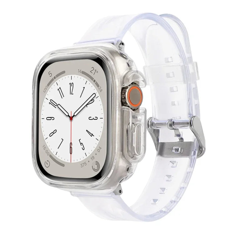 سوار ساعة مع غطاء TPU شفاف بتصميم جليدي، لسلسلة Apple Watch Ultra 3 / 2 / 1 مقاس 49مم