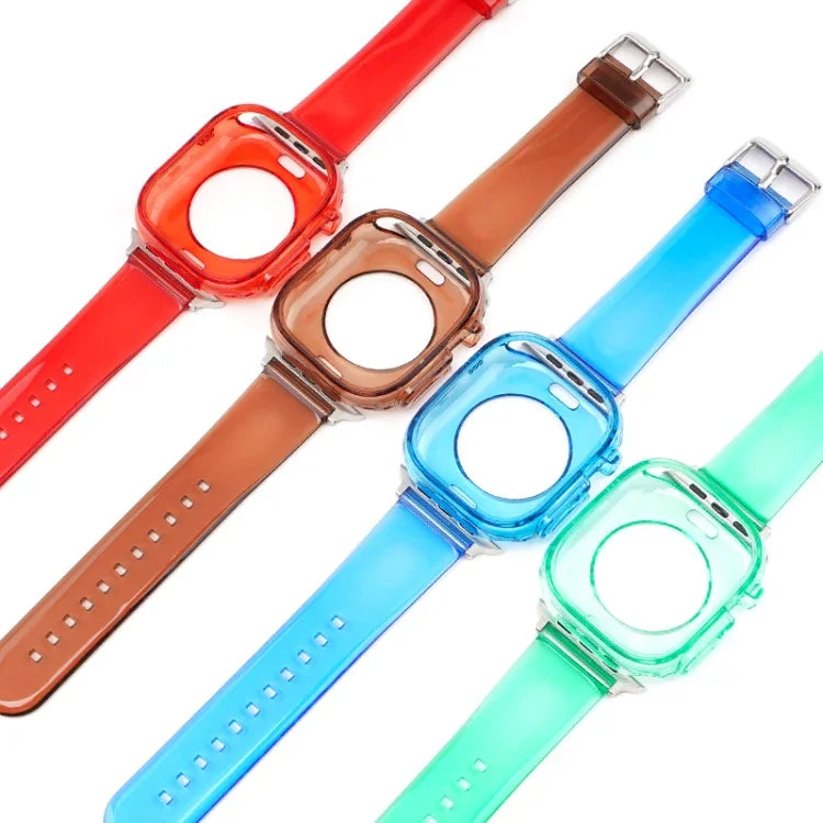 سوار ساعة مع غطاء TPU شفاف بتصميم جليدي، لسلسلة Apple Watch Ultra 3 / 2 / 1 مقاس 49مم