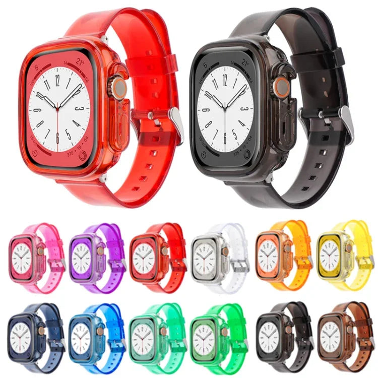 سوار ساعة مع غطاء TPU شفاف بتصميم جليدي، لسلسلة Apple Watch Ultra 3 / 2 / 1 مقاس 49مم