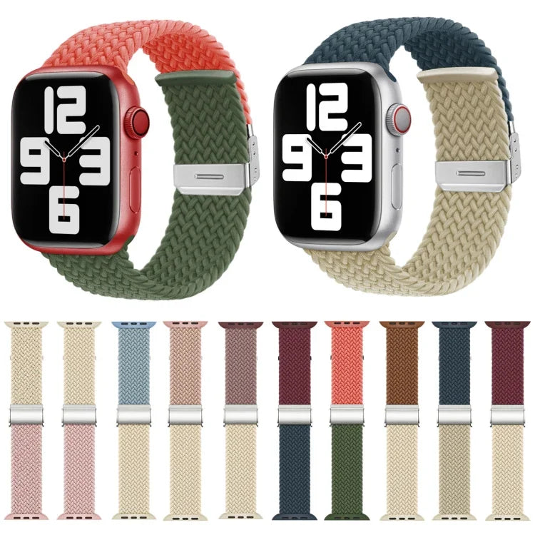 سوار ساعة بإبزيم مع تطريز مضفر من النايلون، لسلسلة Apple Watch 8&7 مقاس 41مم، لسلسلة Apple Watch 8&7 مقاس 45مم