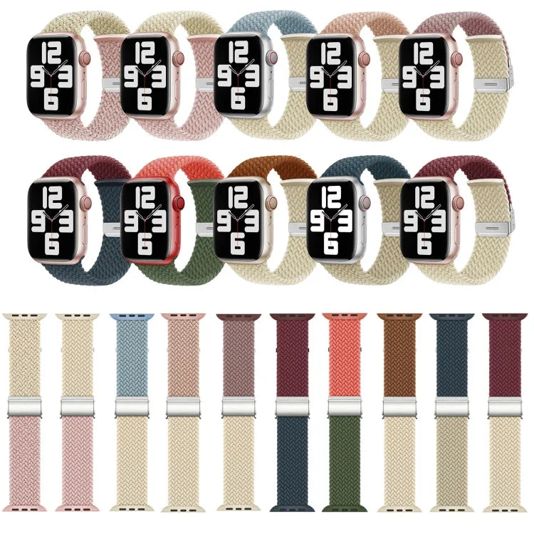 سوار ساعة بإبزيم مع تطريز مضفر من النايلون، لسلسلة Apple Watch 8&7 مقاس 41مم، لسلسلة Apple Watch 8&7 مقاس 45مم