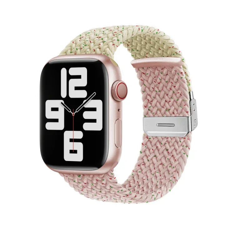 سوار ساعة بإبزيم مع تطريز مضفر من النايلون، لسلسلة Apple Watch 8&7 مقاس 41مم، لسلسلة Apple Watch 8&7 مقاس 45مم