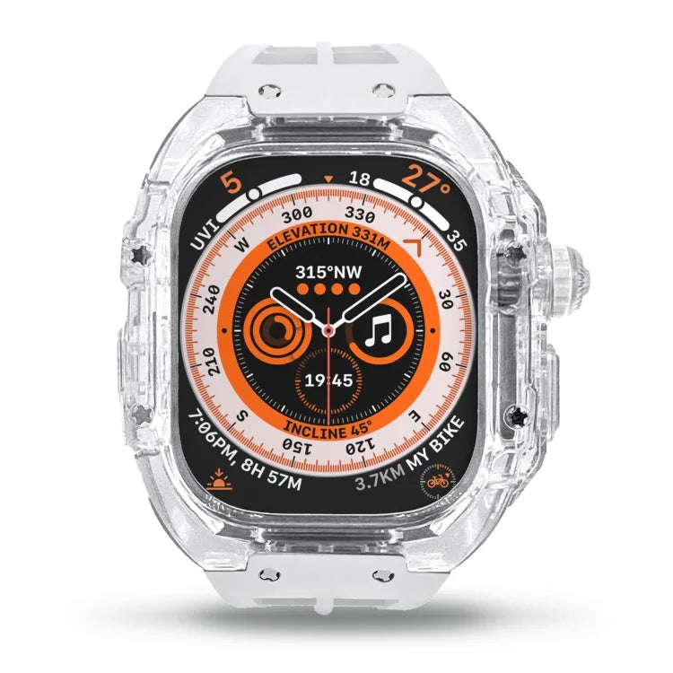 سوار ساعة مع غطاء درع شفاف من مطاط الفلورين، لسلسلة Apple Watch Ultra 3 / 2 / 1 مقاس 49مم