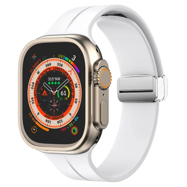 سوار ساعة من السيليكون مع إبزيم مغناطيسي قابل للطي، لسلسلة Apple Watch 8&7 مقاس 45مم، لسلسلة Apple Watch 8&7 مقاس 41مم