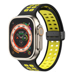 Magnetic Fold Clasp Square Holes Silicone Watch Band, For Apple Watch Series 8&7 45mm, For Apple Watch Series 8&7 41mm